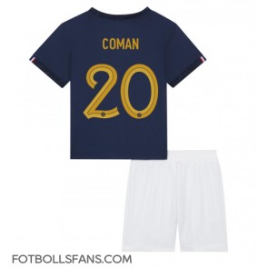 Frankrike Kingsley Coman #20 Replika Hemmatröja Barn VM 2022 Kortärmad (+ Korta byxor)